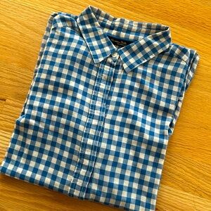 Massimo Dutti cotton gingham blue shirt ( women US 4)